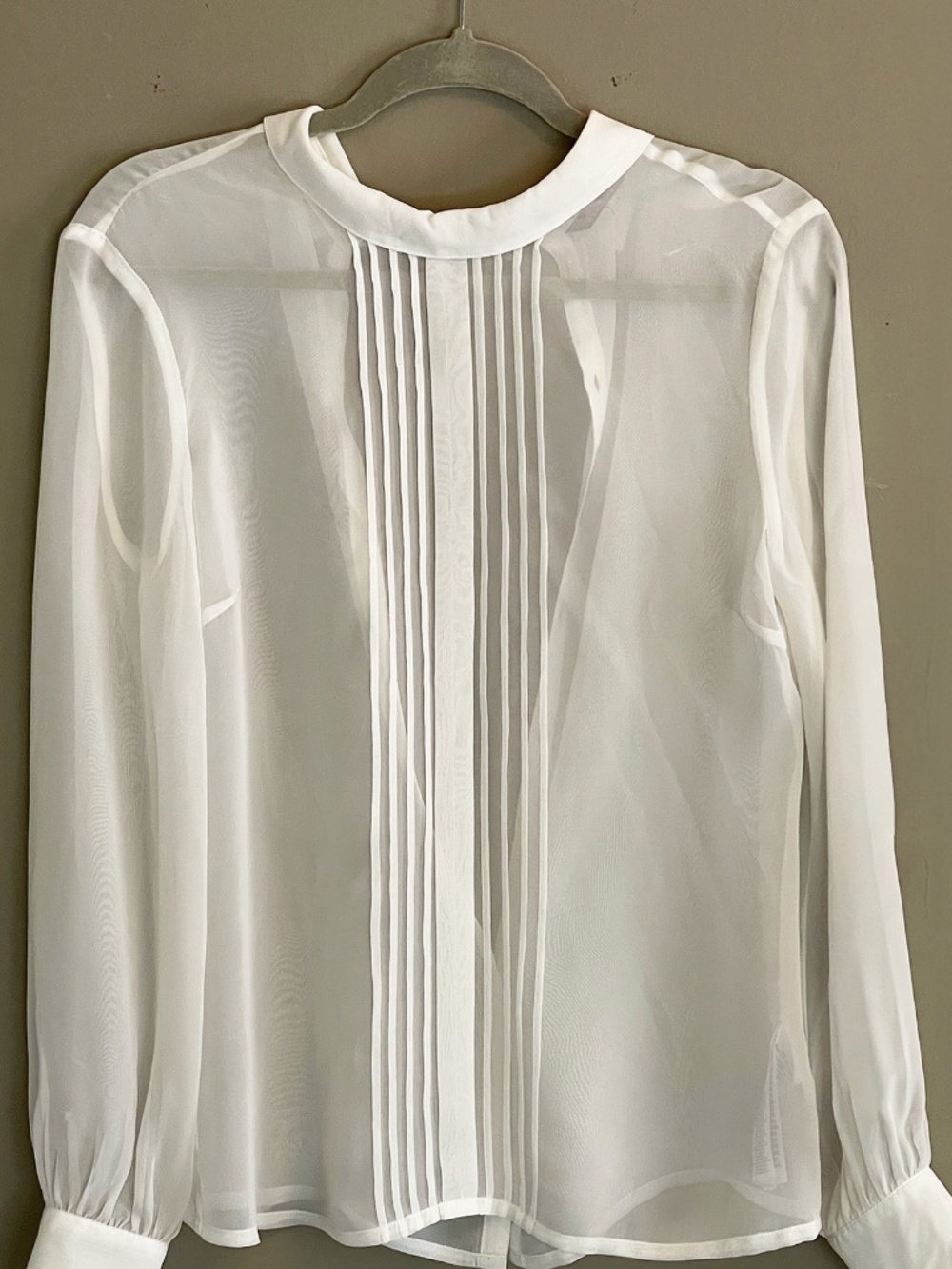 Ben Sherman Sheer See-through Women's Blouse Shirt White sz S 80s Vintage